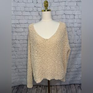 Pink Lily Cream V-Neck Sweater